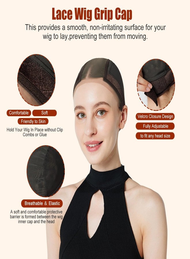 Xiushumyi Lace Wig Cap for Women,Adjustable Wig Grip Cap with Grip Band for Keeping Wigs In Place,Non Slip Caps Make Your Wigs Be Glueless(Brown) - Image 2